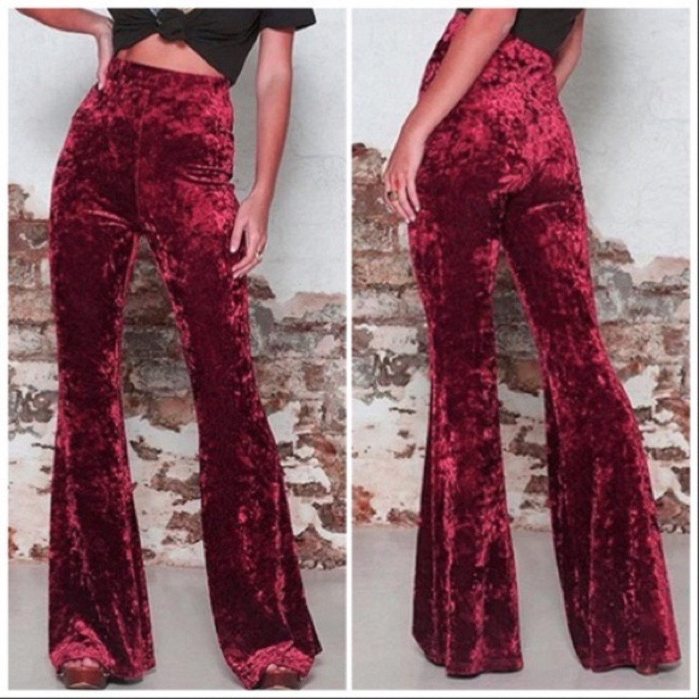 *LAST ONE* Jimi Hendrix Red Velvet Flare Pants - Picture 3 of 8